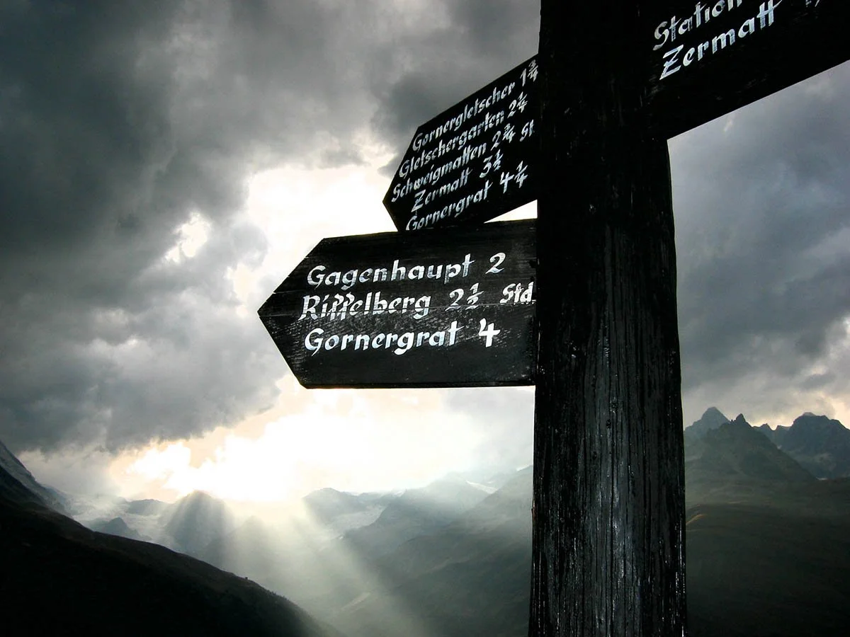 Mountain Bike trail sign in Swizterland