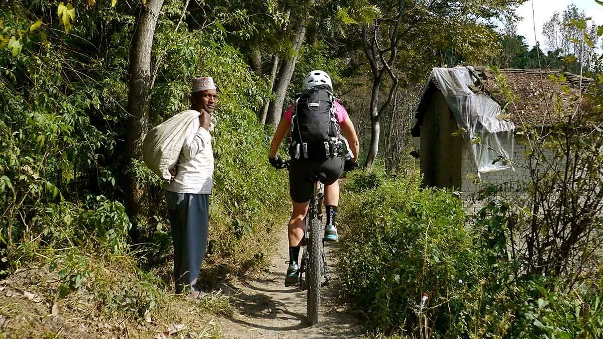 Biking on a trail used by locals