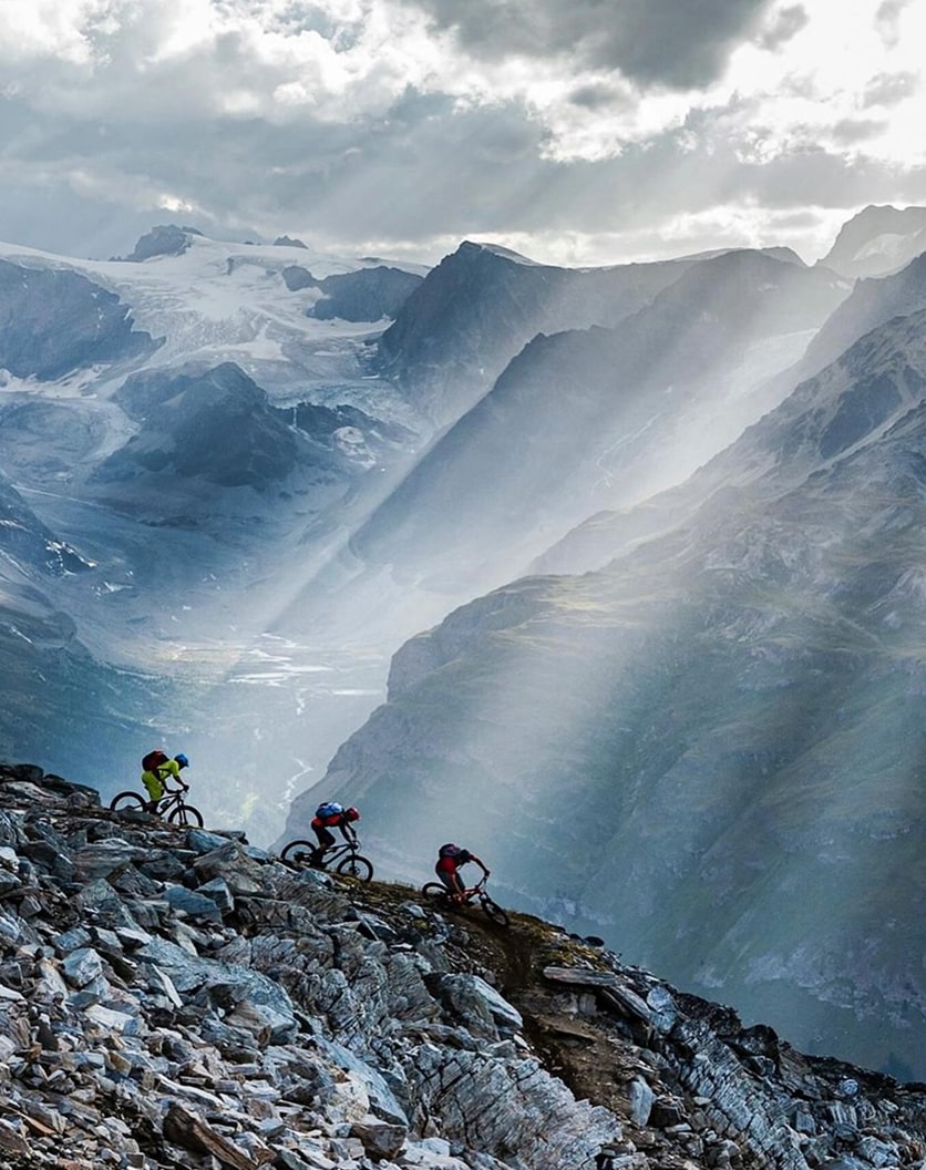 Sun peaking through the clouds on a mountain bike ride