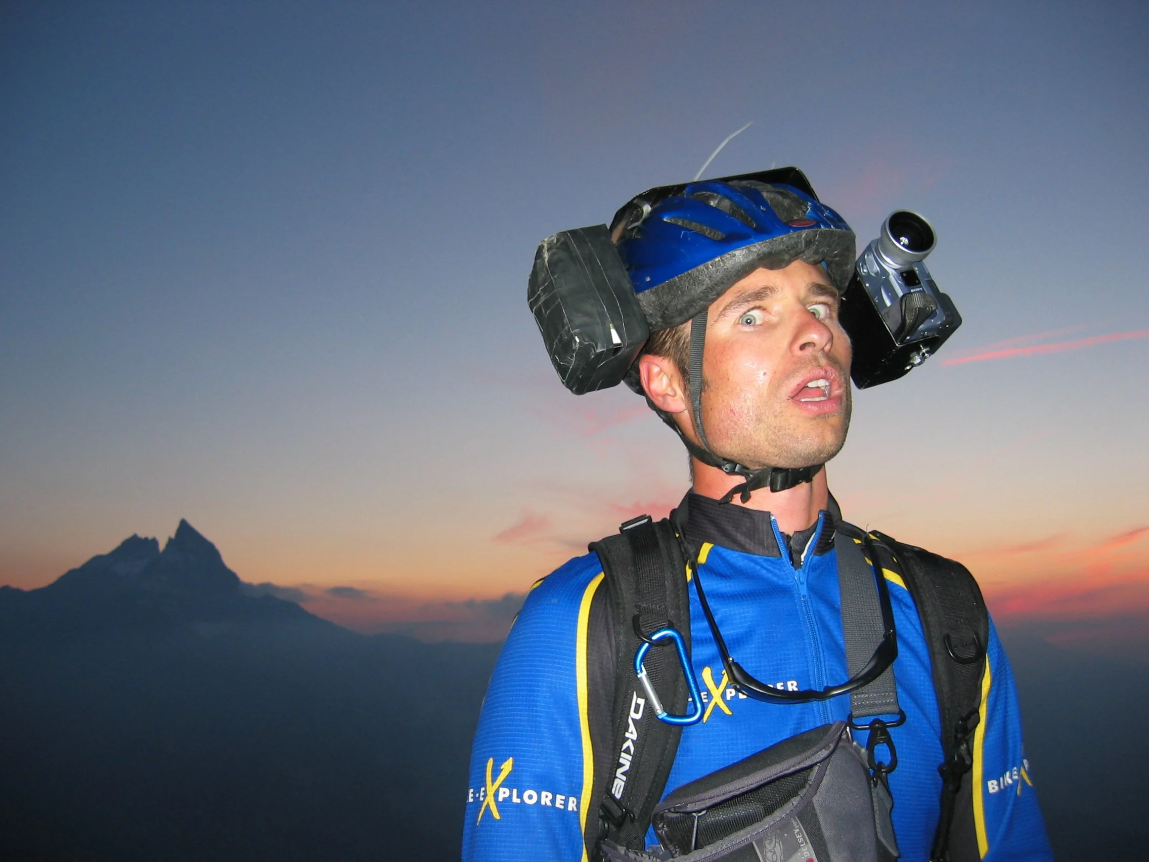 Panchard in his element, in the high alpine as the sun sets.