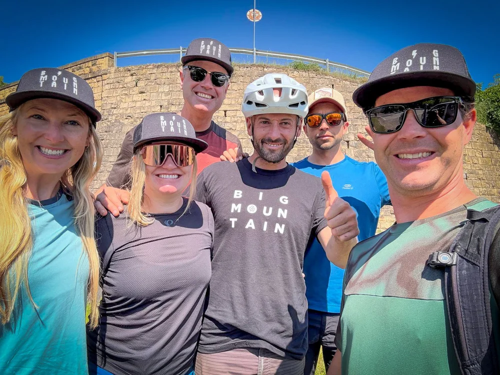 Group photo of mountain bikers in spain