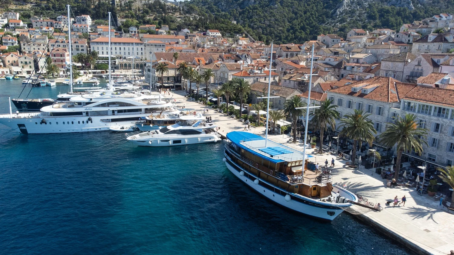 Boat cruise docked in croatia