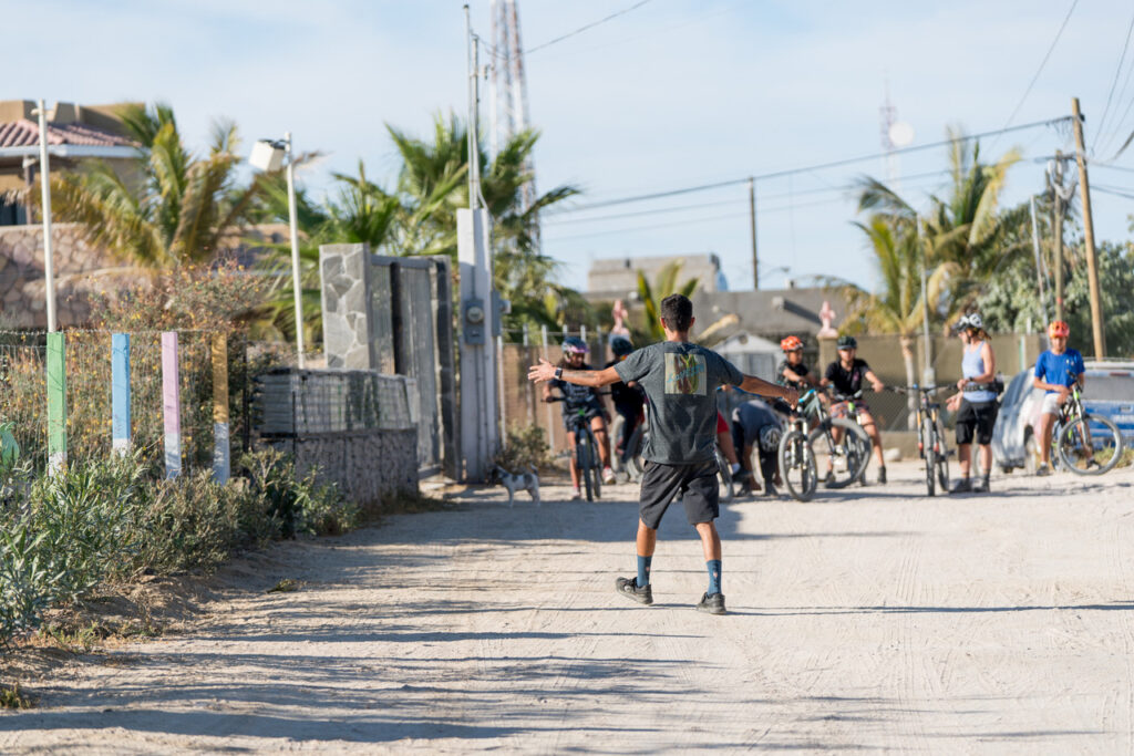 Group of youth mountain bikers in Mexico.