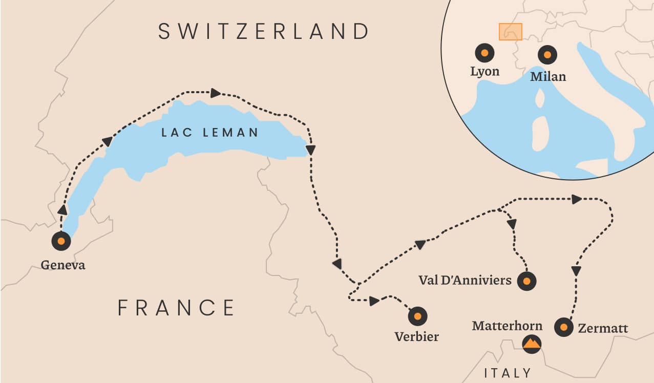 Map of Cloudraker Switzerland route.