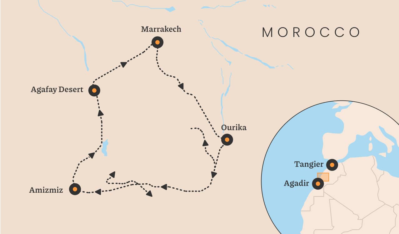 Map of Dirt Merchant Morocco route.