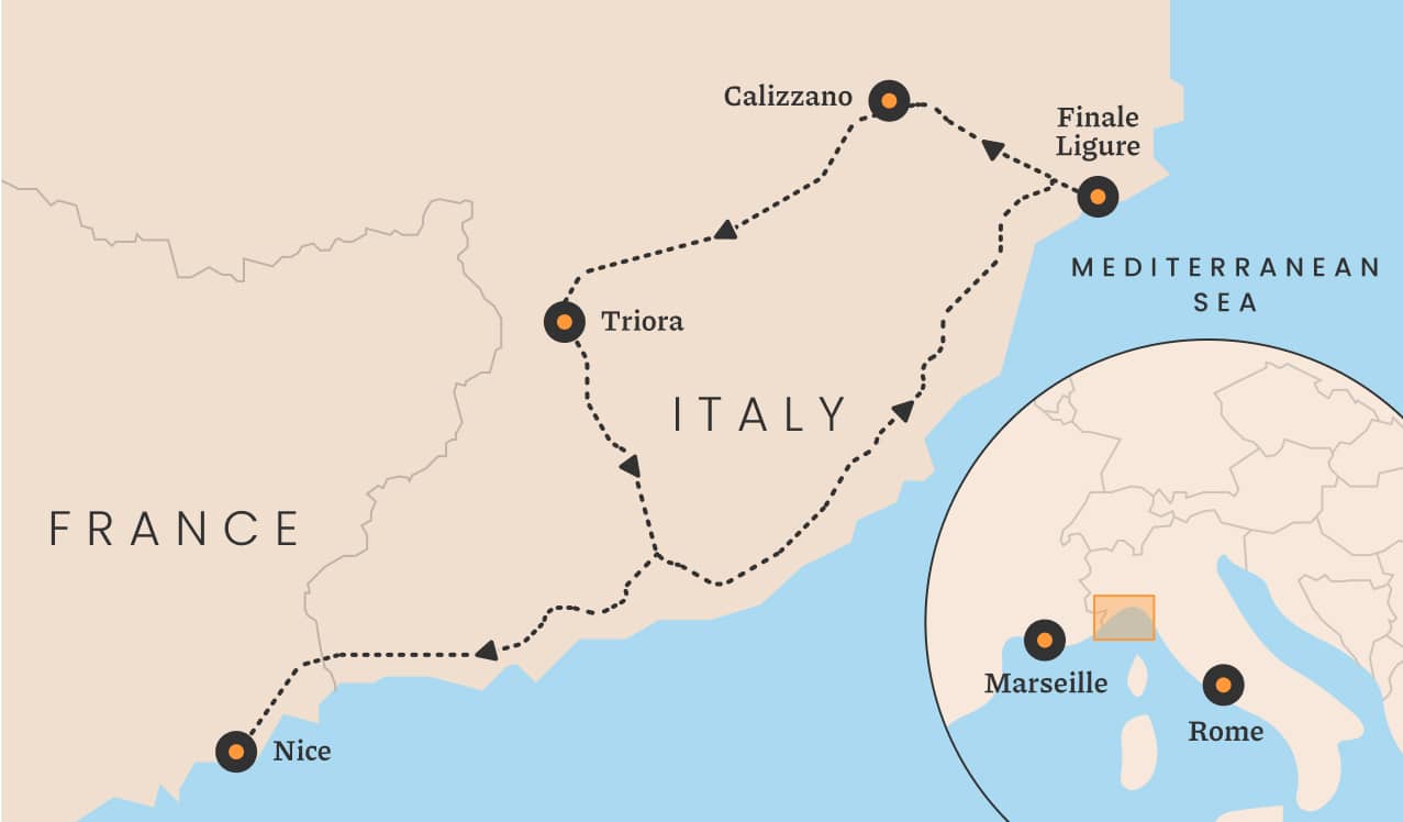 Map of Dolce Vita Italy route.
