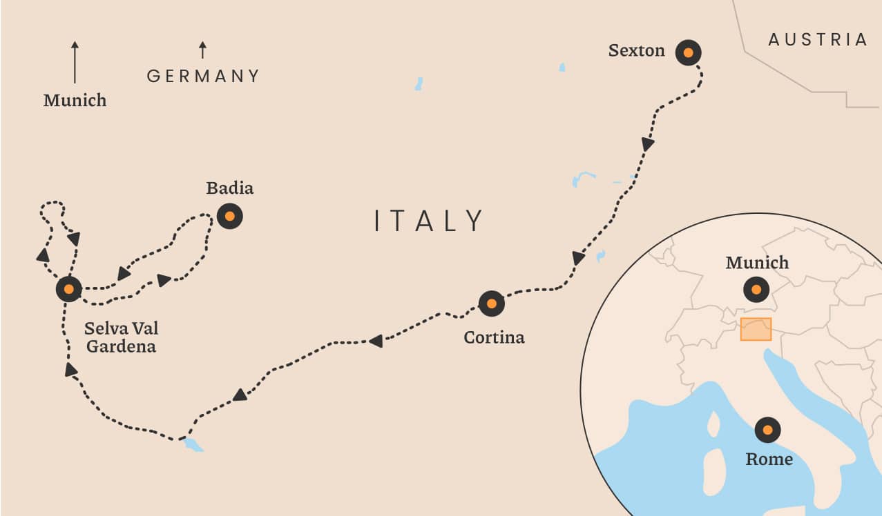 Map of Mighty Dolomiti route.