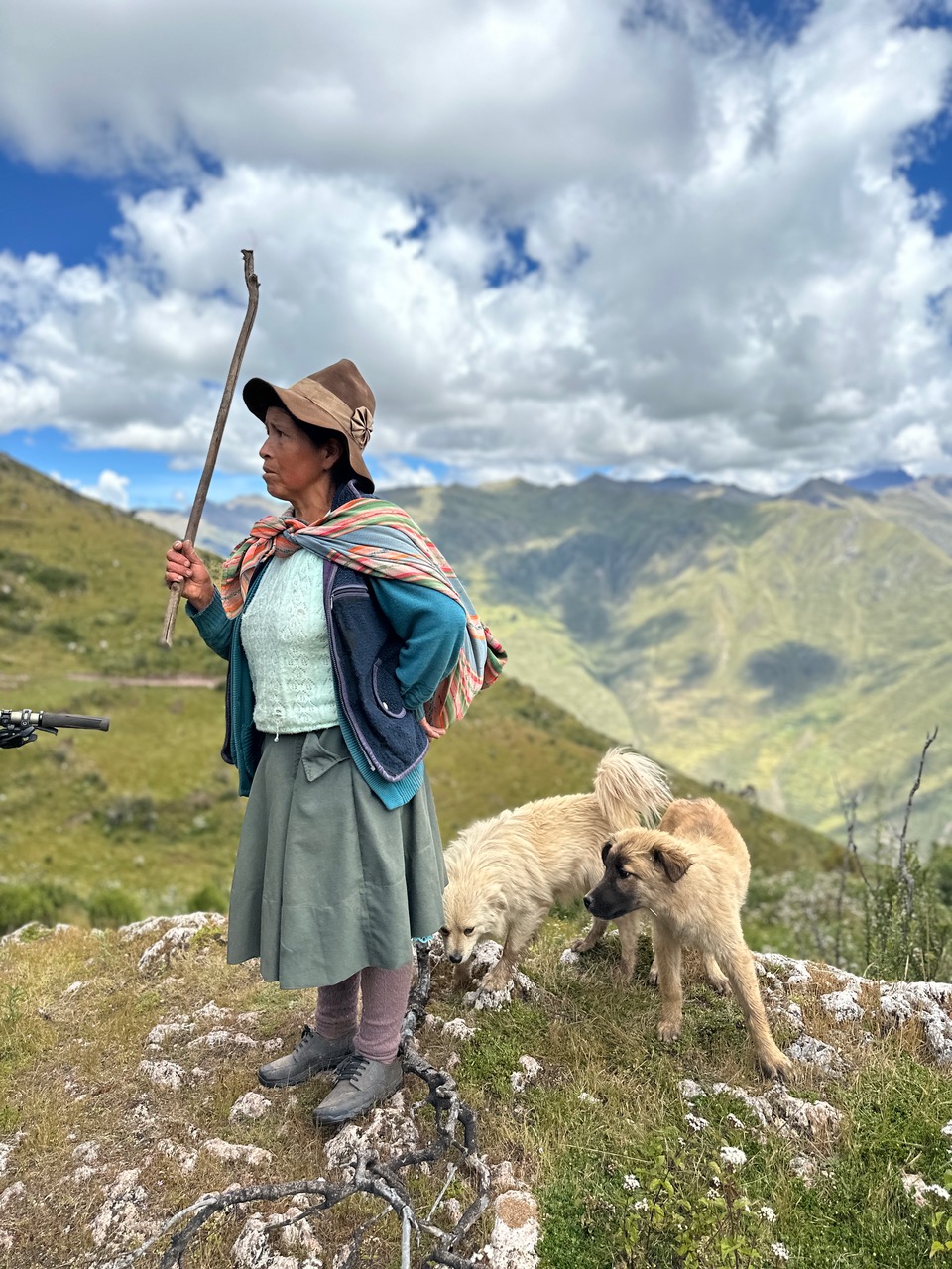 Peruvian woman with dogs.