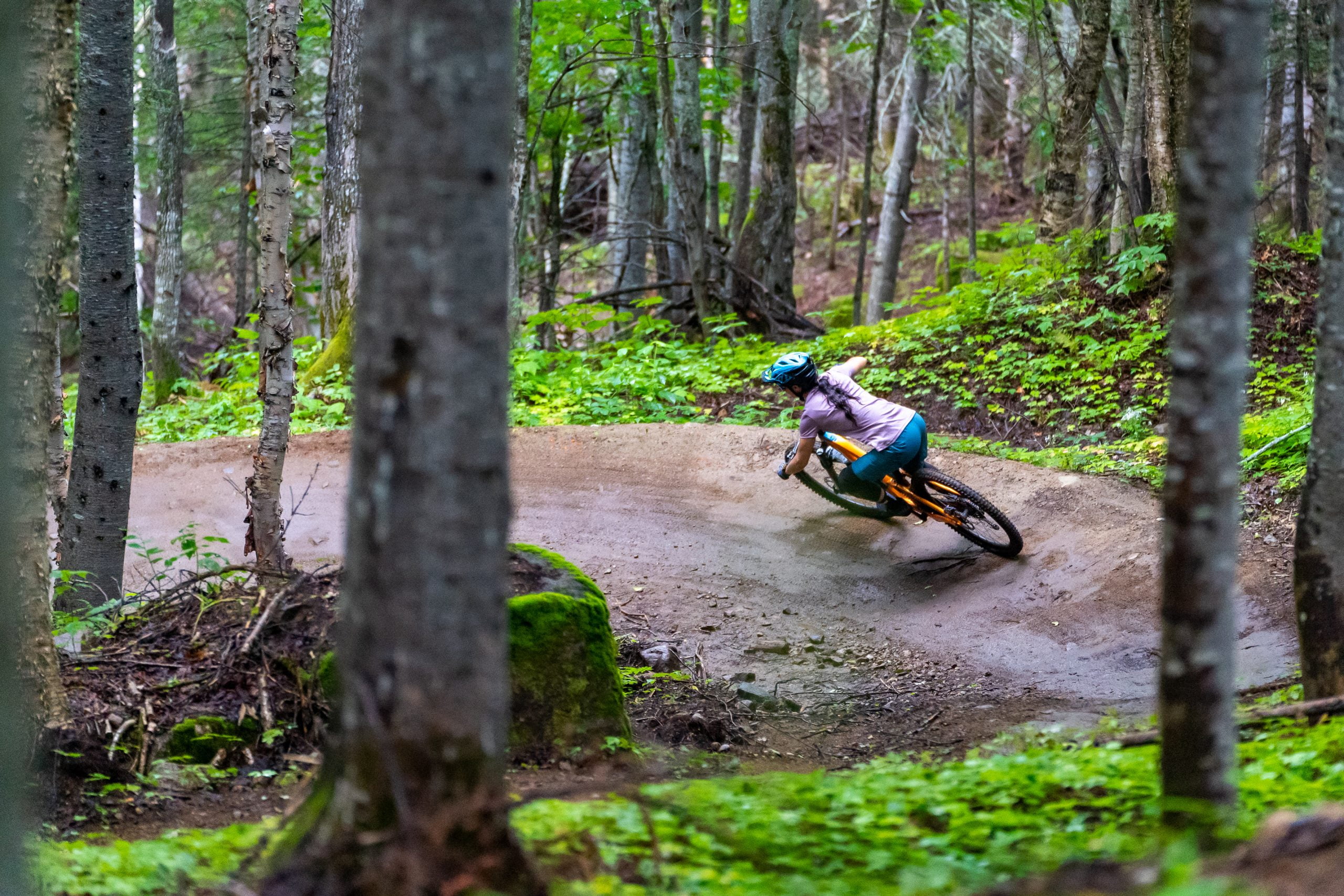 rider on berm in Quebec