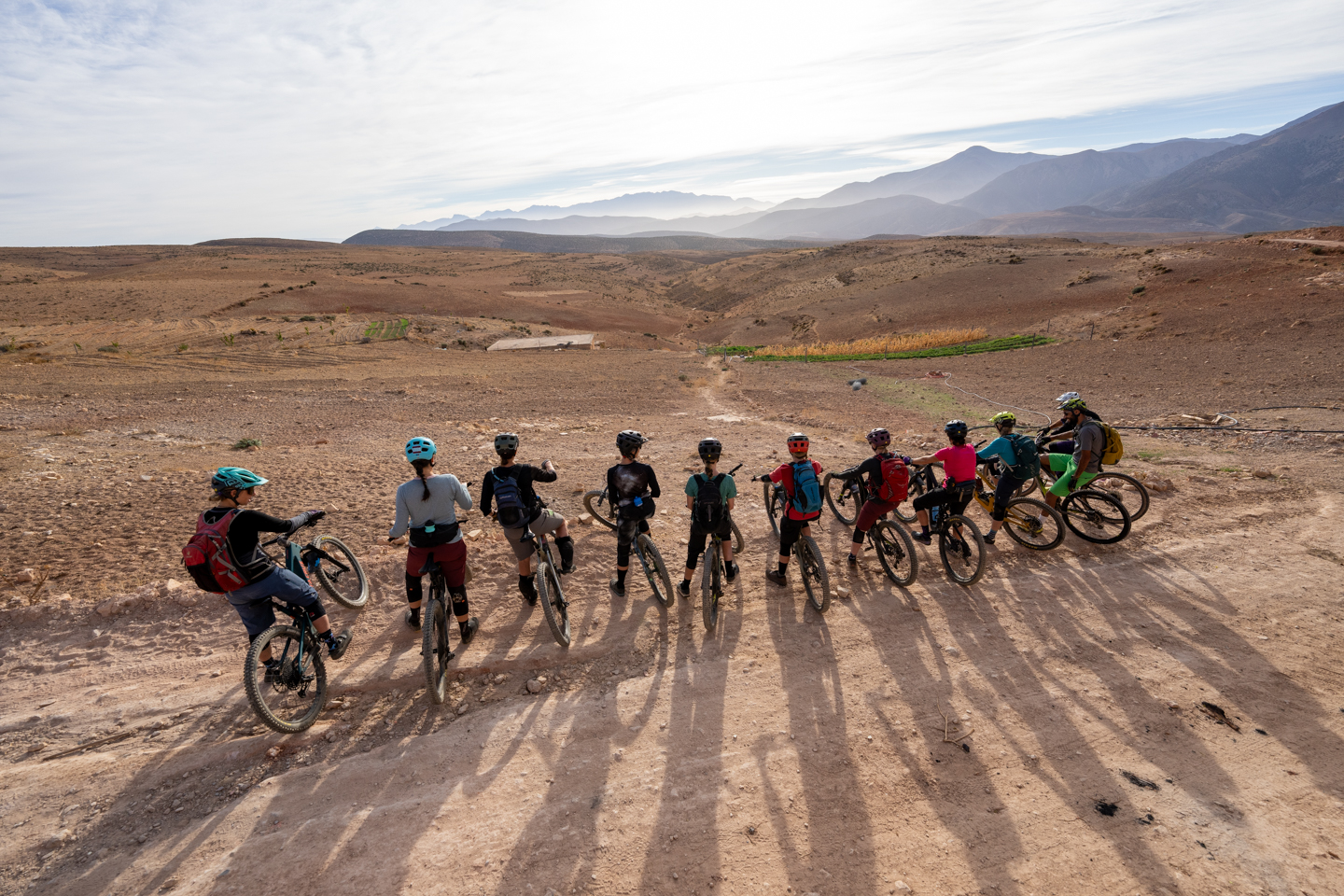 women mountain biking in Morocco