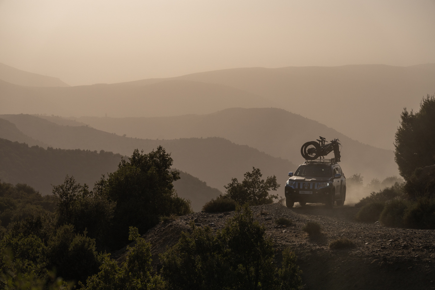 van with bikes in Morocco