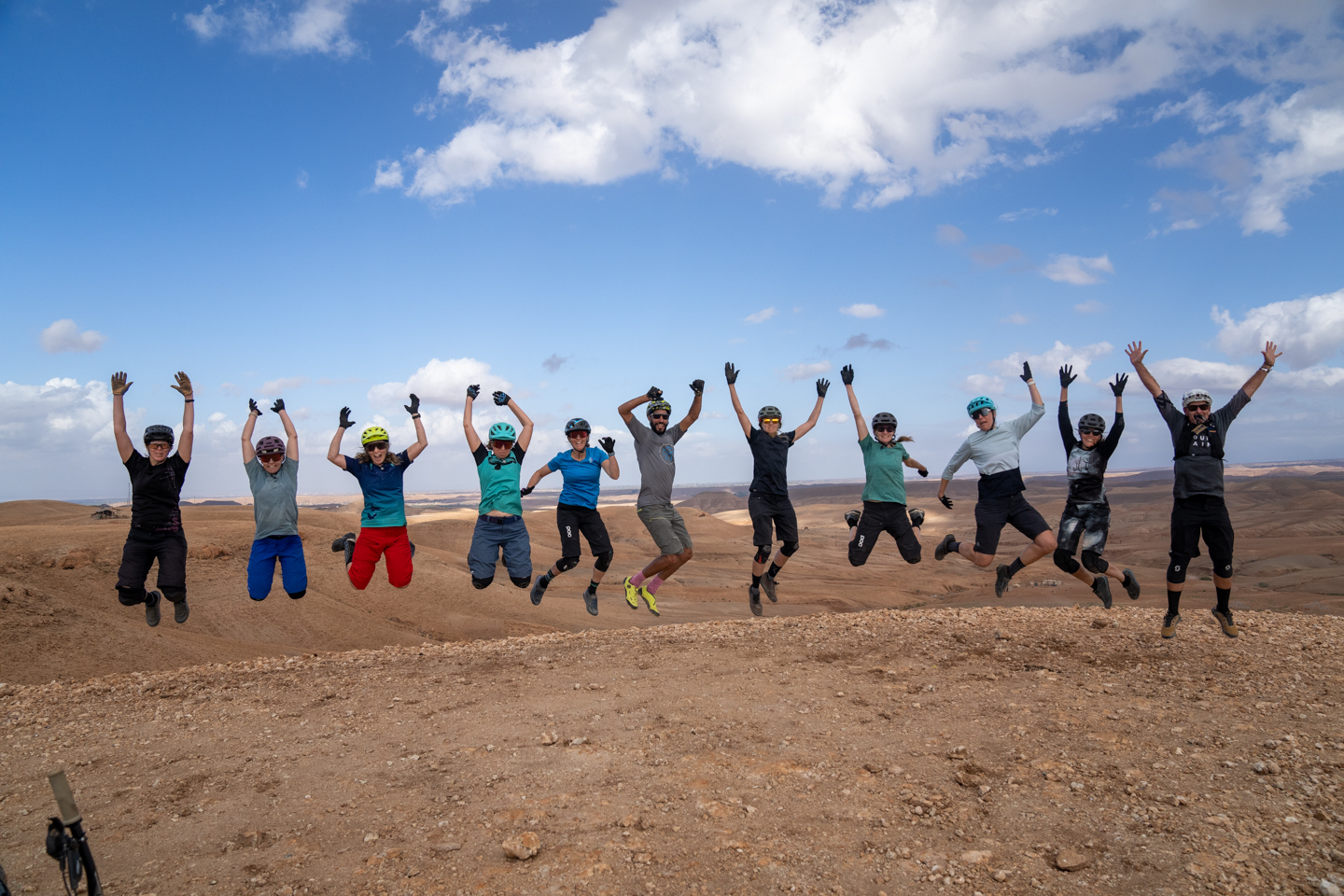 Ladies jumping in Morocco